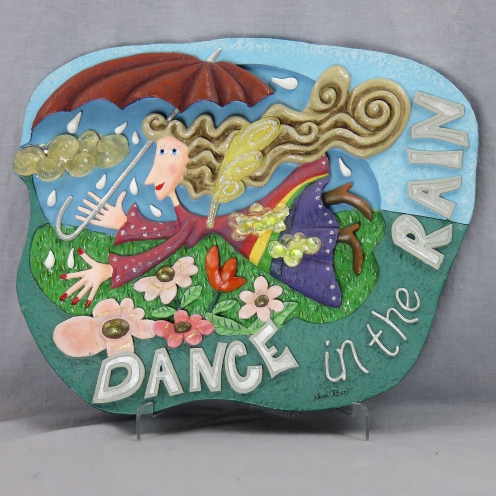 Karen Rossi Dance In The Rain Rainbow Fairy 3D Wall Hanging Signed Retired